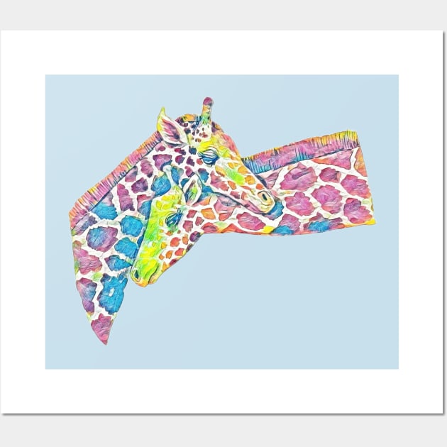 Two Loving Giraffes Artistic Watercolor Wall Art by FlashMac